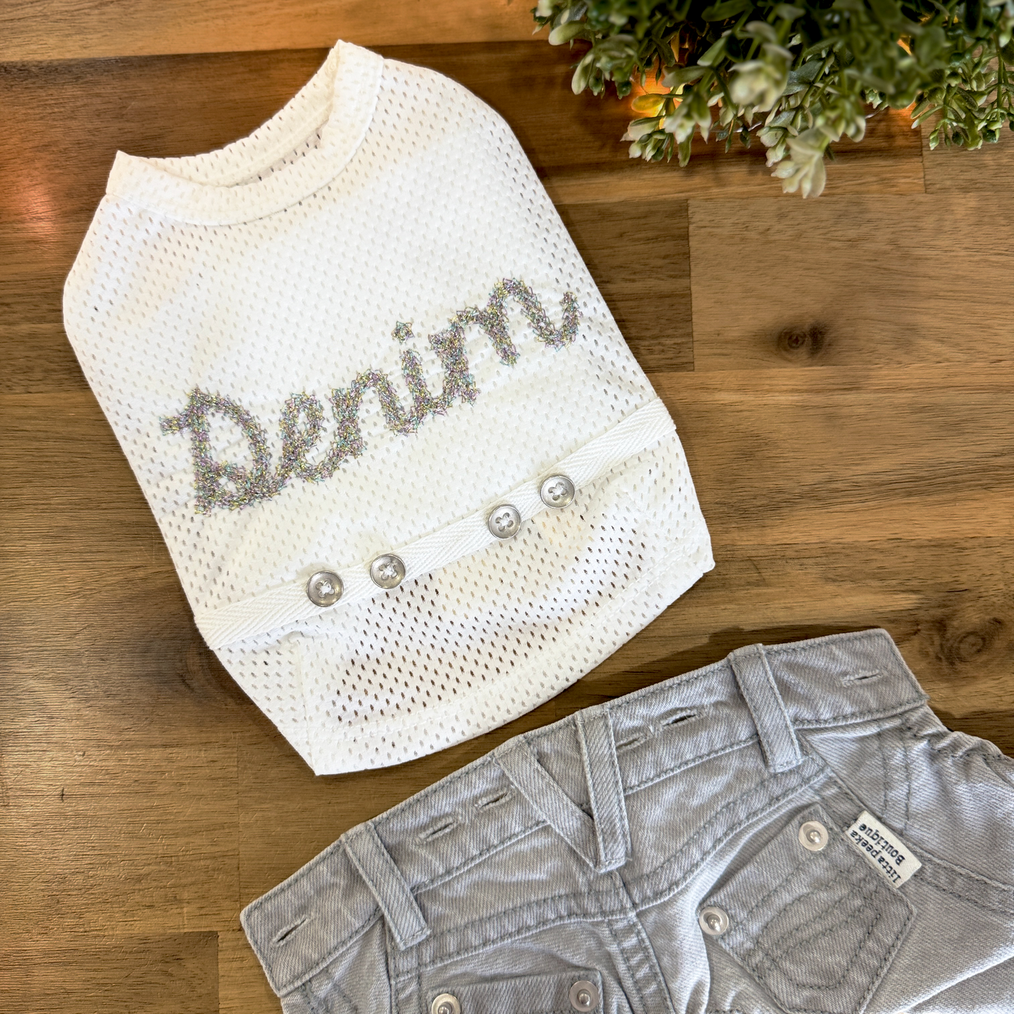 Light-Grey Denim Jeans Two-Piece Set