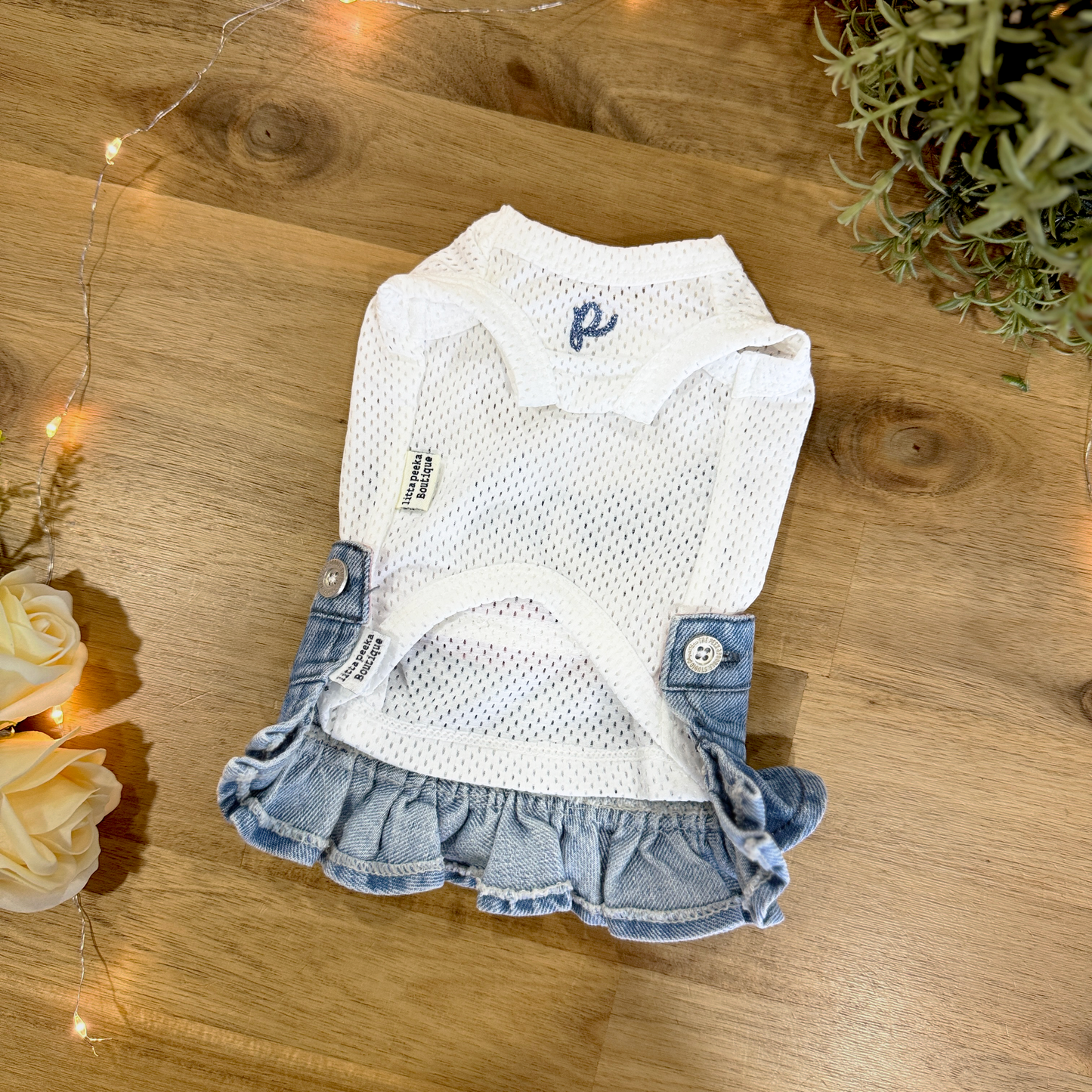 Washed Denim Blue Skirt Two-Piece Set