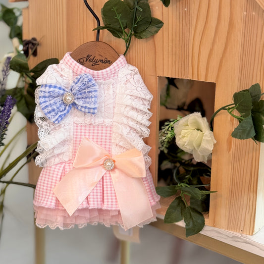 Blush Gingham Bow Dress