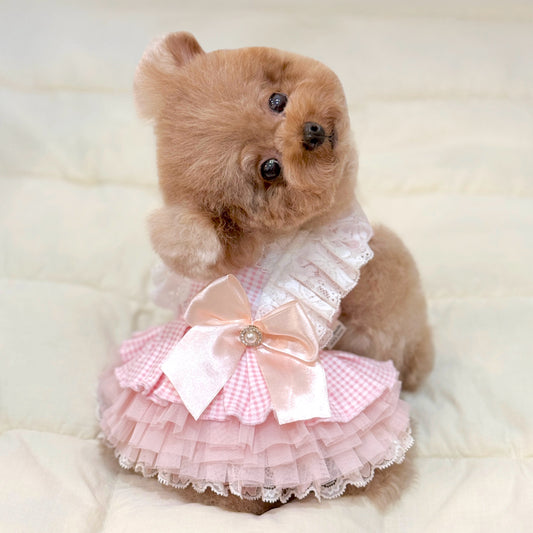Blush Gingham Bow Dress
