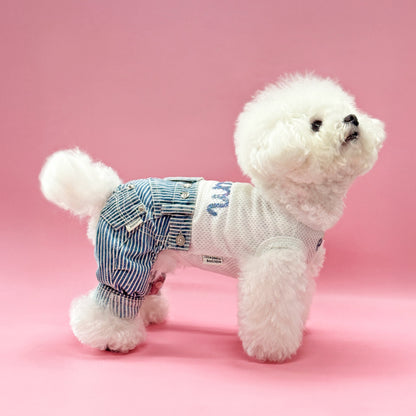 Hickory-Stripe Denim Jeans Two-Piece Set