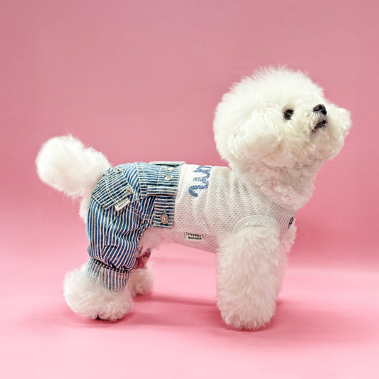 Hickory-Stripe Denim Jeans Two-Piece Set