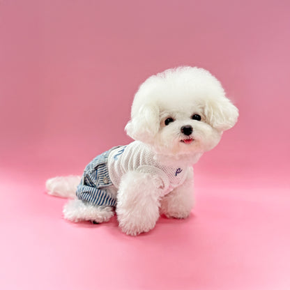 Hickory-Stripe Denim Jeans Two-Piece Set