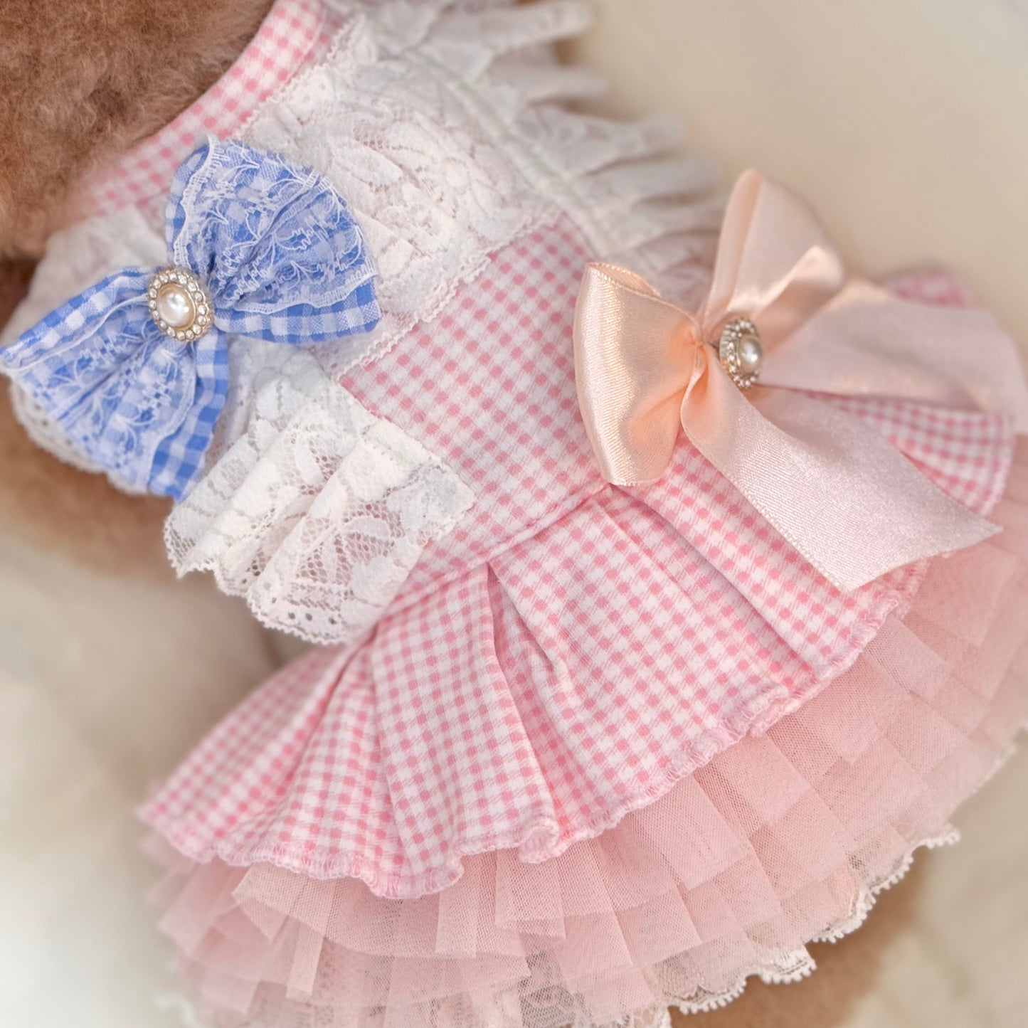 Blush Gingham Bow Dress