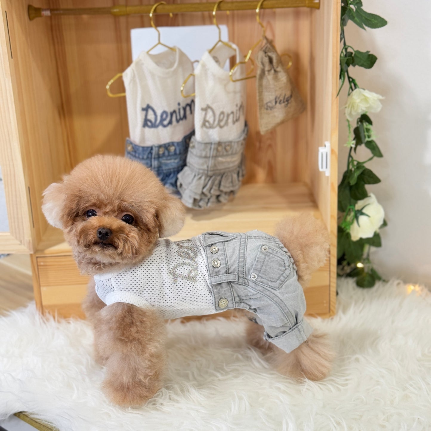 Light-Grey Denim Jeans Two-Piece Set