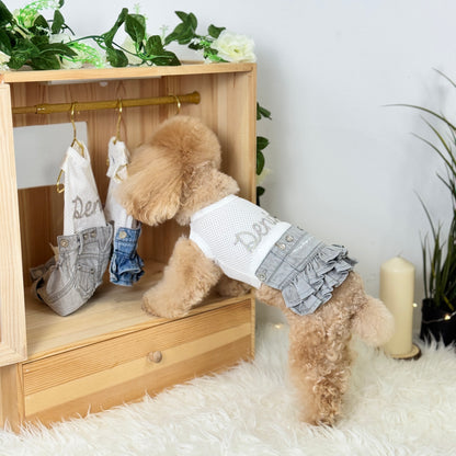 Light-Grey Denim Skirt Two-Piece Set