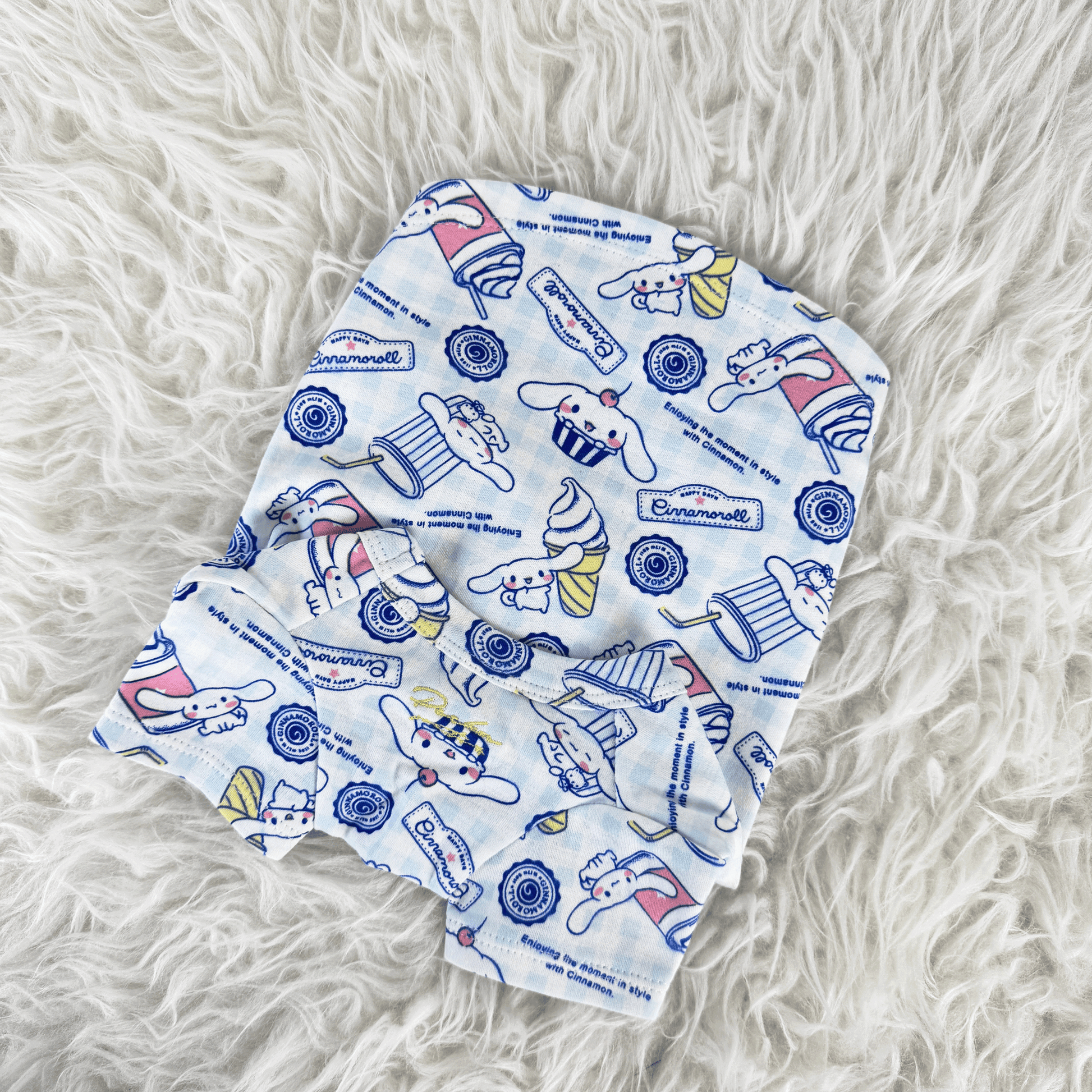 Short-Sleeved Light Blue Cinnamoroll Design Interchangeable Tee (Available in 6 Designs) sold at Velymon SG