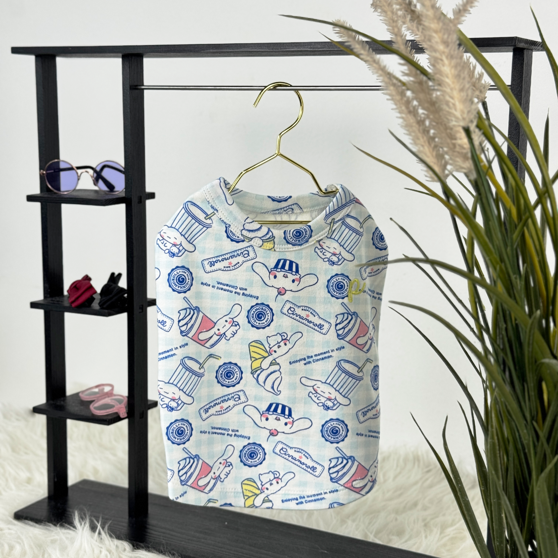 Short-Sleeved Light Blue Cinnamoroll Design Interchangeable Tee (Available in 6 Designs) sold at Velymon SG