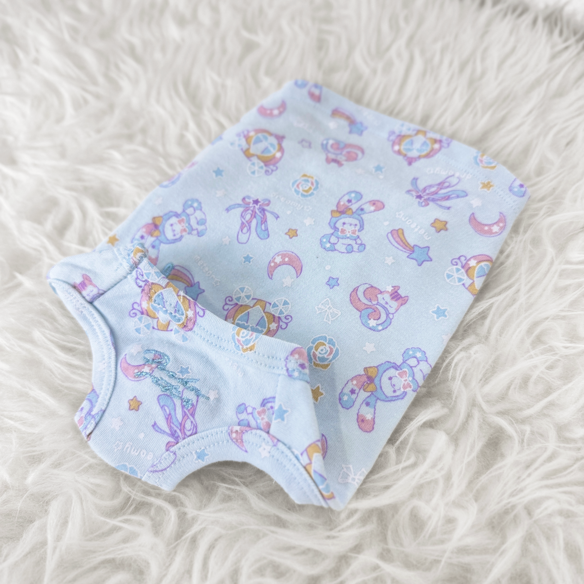 Sleeveless, Light Blue with pyjamas print pattern top - Sweet Dreams Interchangeable Tee (Available in other Designs) sold at Velymon SG