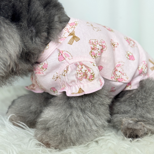 Luna (Silver Teacup Poodle) wearing the Puffy Bunny Love Interchangeable Tee (Available in Other Designs) sold at Velymon SG